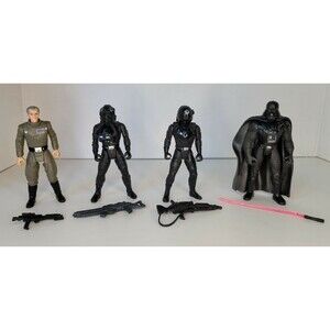 Vtg 95-97 Kenner Star Wars POTF Imperial Lot (Tie Pilot, Tarkin, Vader,‎ Gunner)